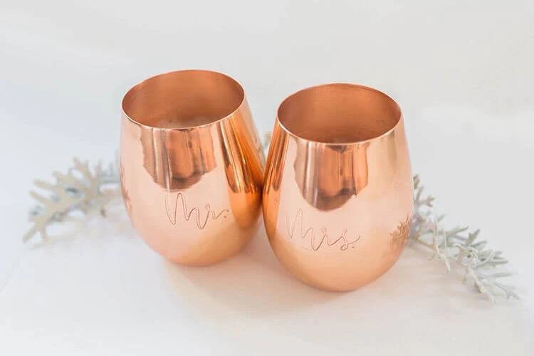 Smooth Stemless 16oz Copper Wine Cup - Image 4